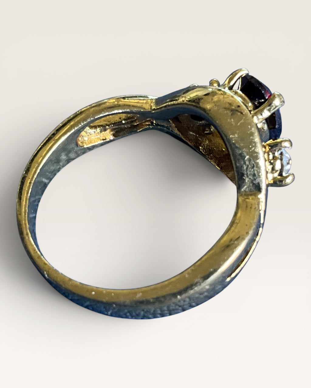 Gold-Tone Pear Shaped Garnet Vintage Cocktail Ring - Estate Sale (Great Condition)