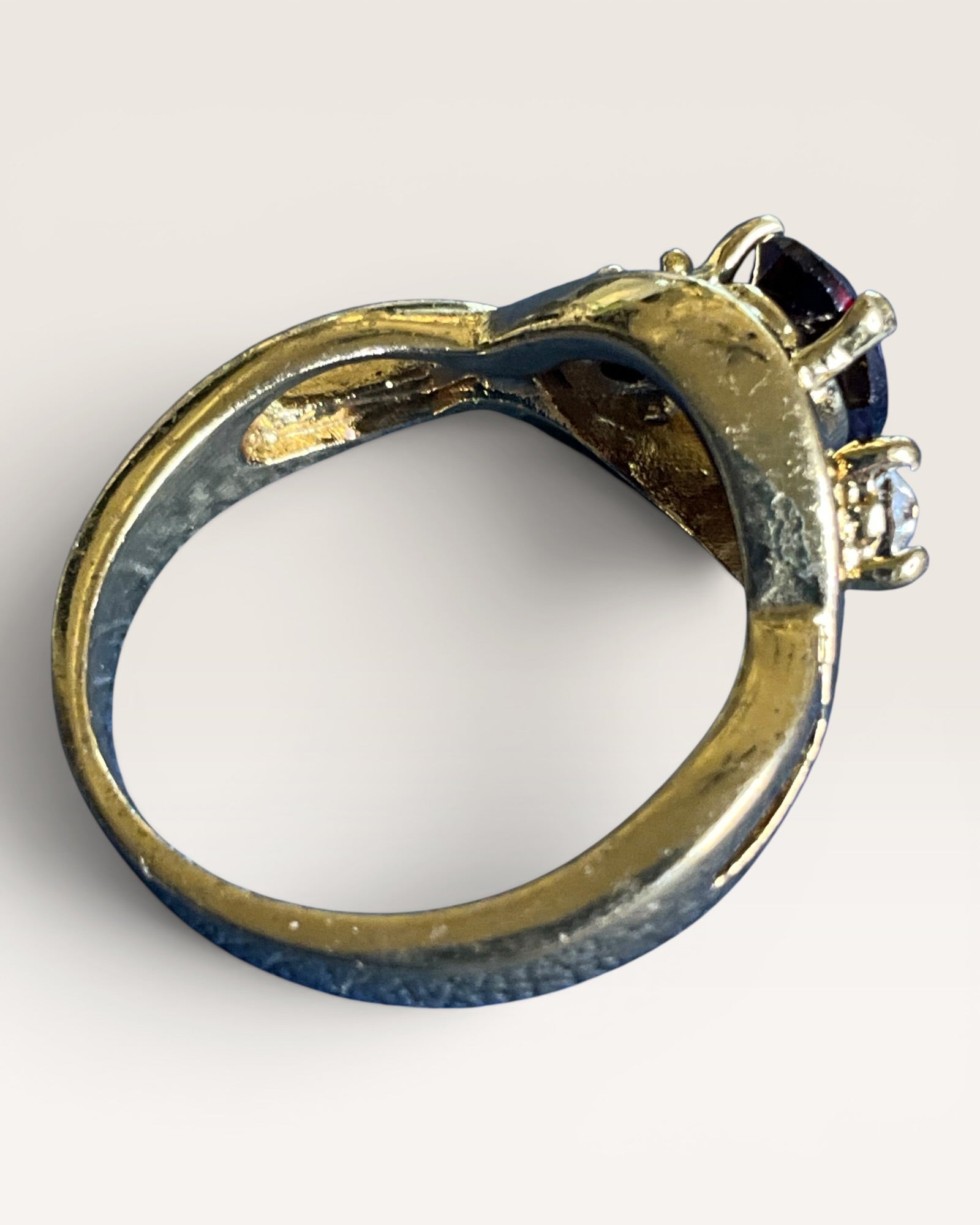 Gold-Tone Pear Shaped Garnet Vintage Cocktail Ring - Estate Sale (Great Condition)