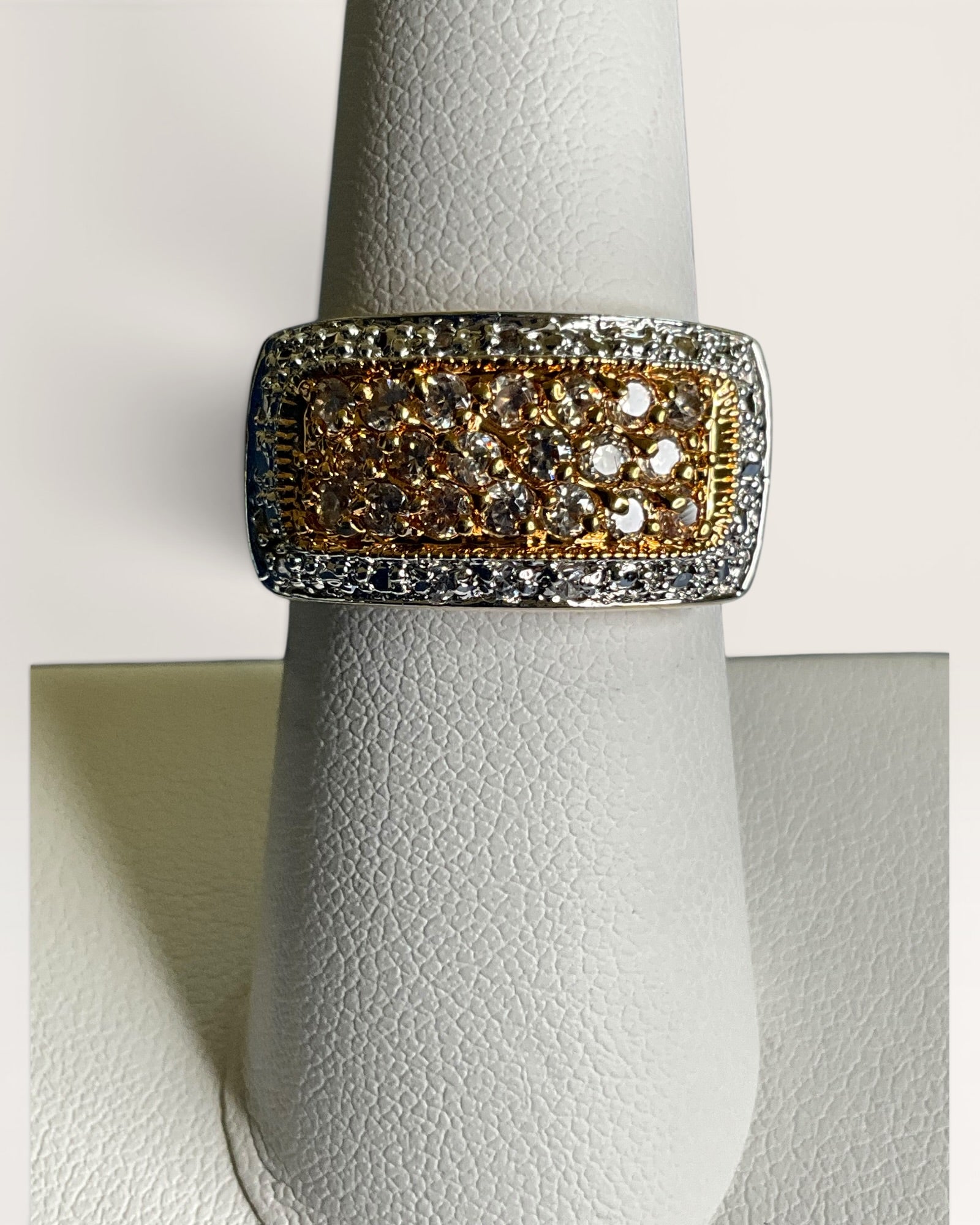 Two Tone Pave Statement Ring - Estate Sale (Great Condition)