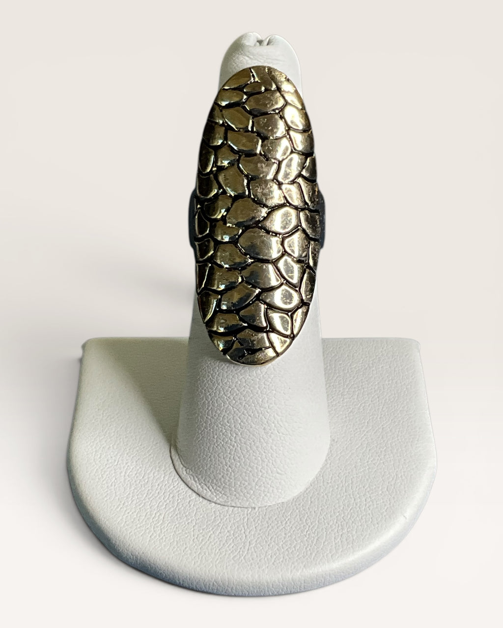 Vintage Style Brass Reptile Scale Textured Statement Ring - Estate Sale (Great Condition)