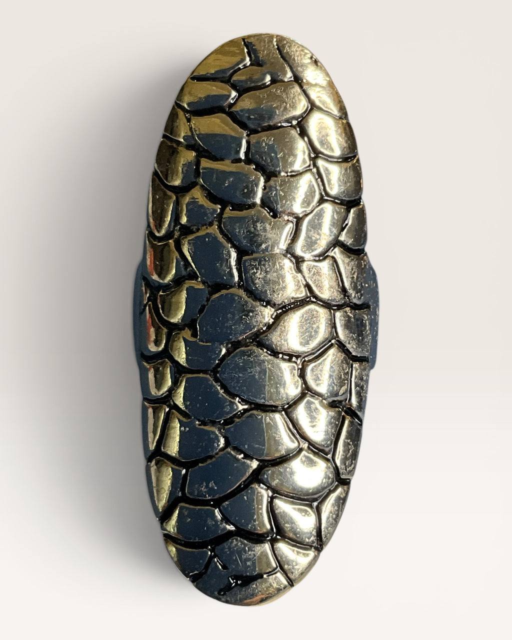 Vintage Style Brass Reptile Scale Textured Statement Ring - Estate Sale (Great Condition)