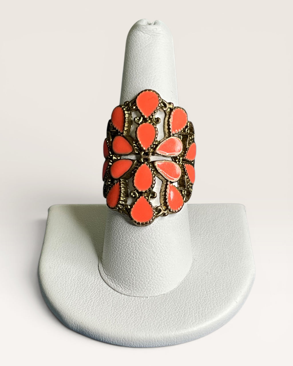 Vintage Brutalist Coral Statement Ring - Estate Sale (Great Condition)