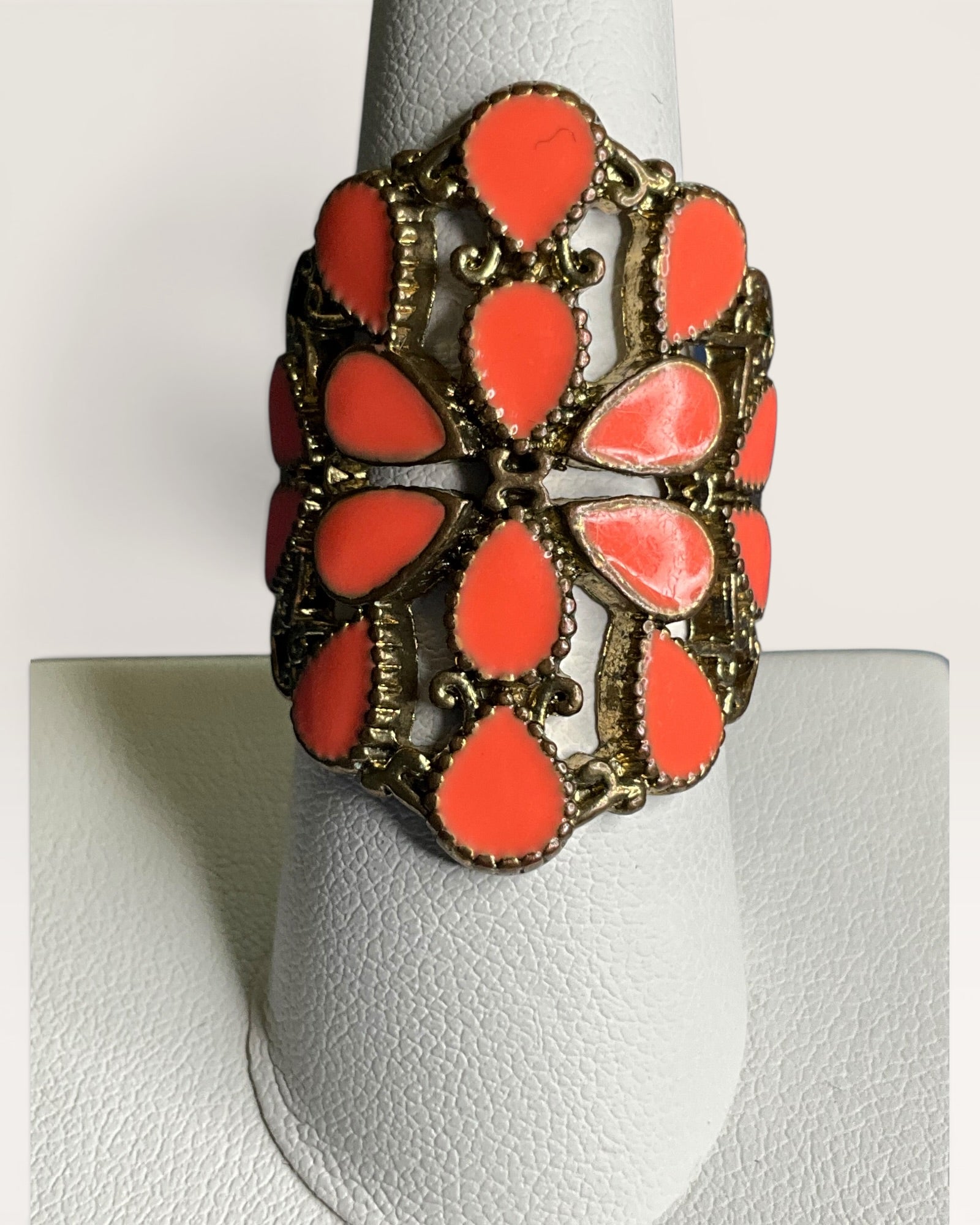 Vintage Brutalist Coral Statement Ring - Estate Sale (Great Condition)