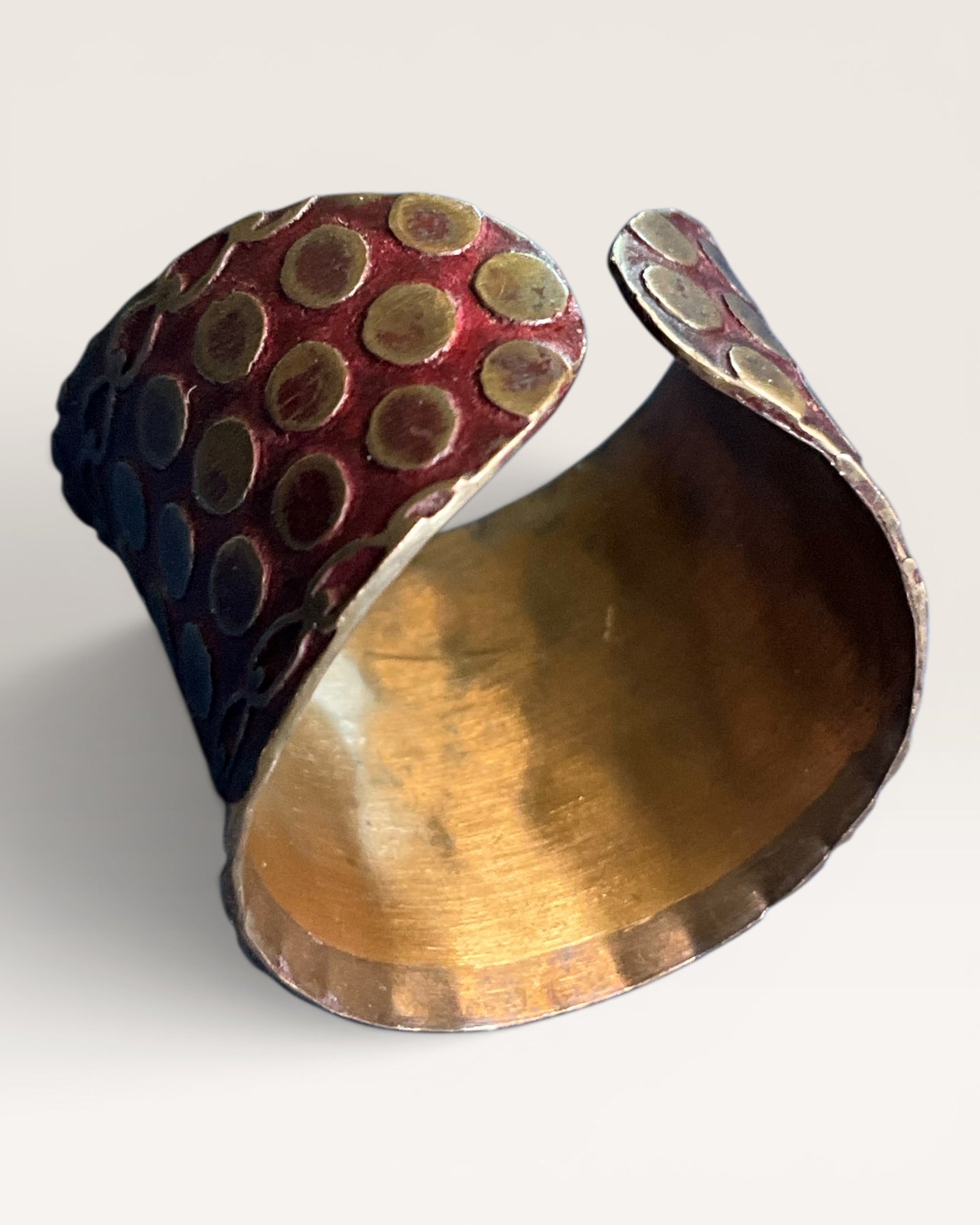 Copper Patina Red Dot Ring - Estate Sale (Great Condition)