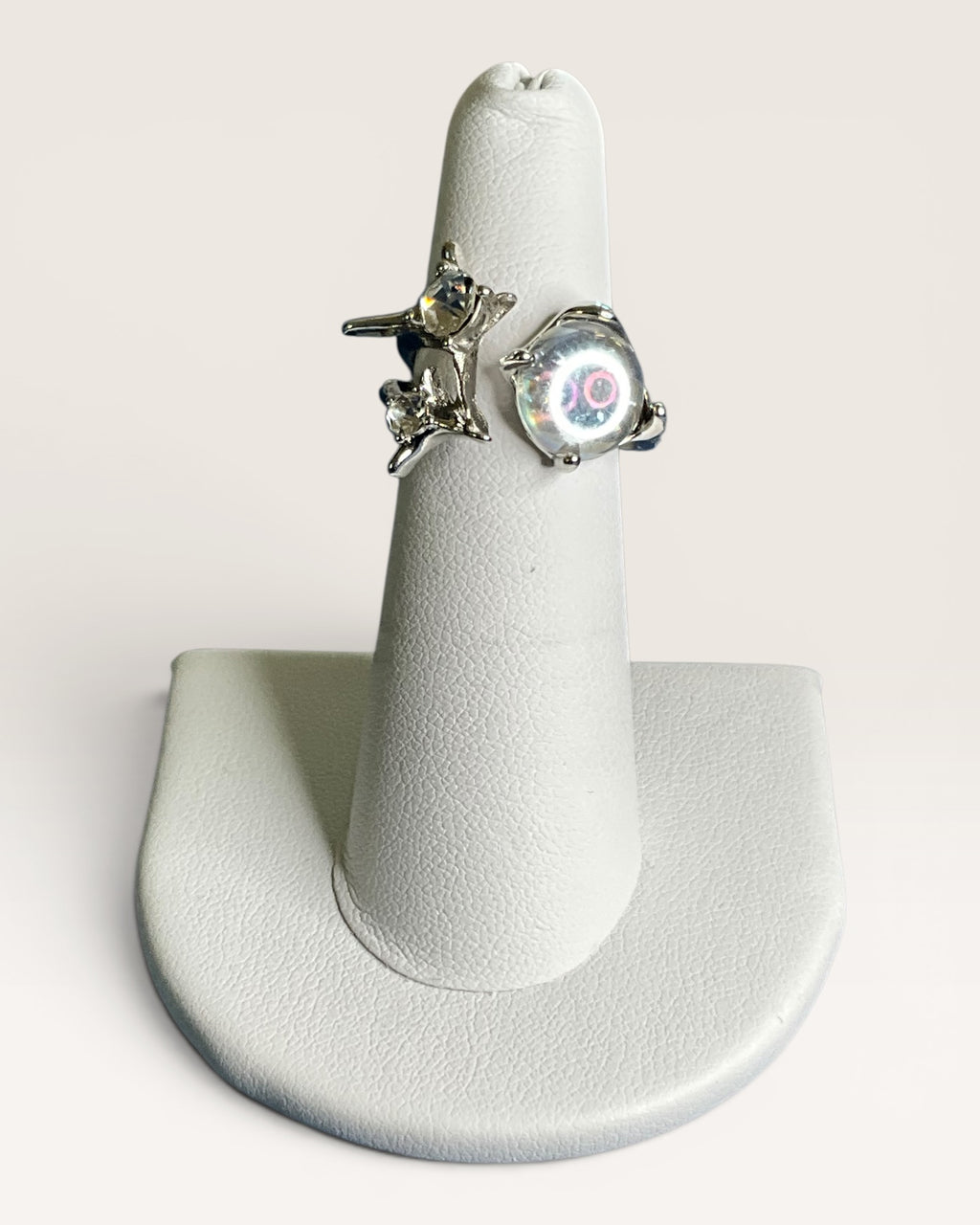 Celestial Moon & Stars | Opalite Moonstone Statement Ring - Estate Sale (Great Condition)