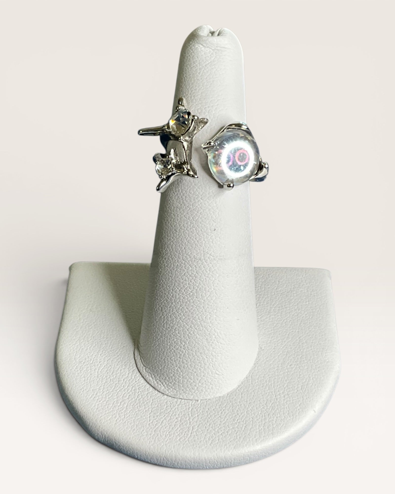 Celestial Moon & Stars | Opalite Moonstone Statement Ring - Estate Sale (Great Condition)