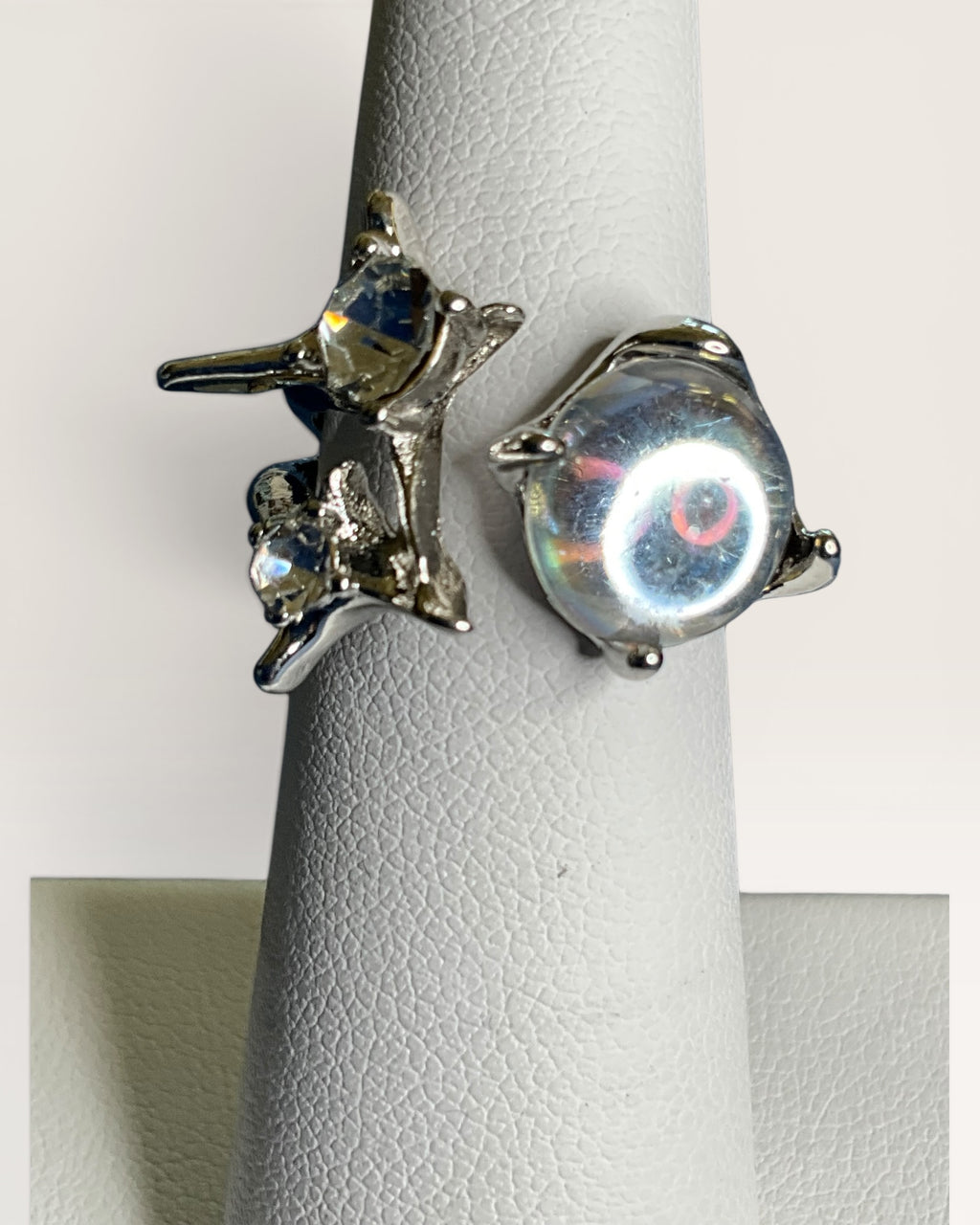 Celestial Moon & Stars | Opalite Moonstone Statement Ring - Estate Sale (Great Condition)