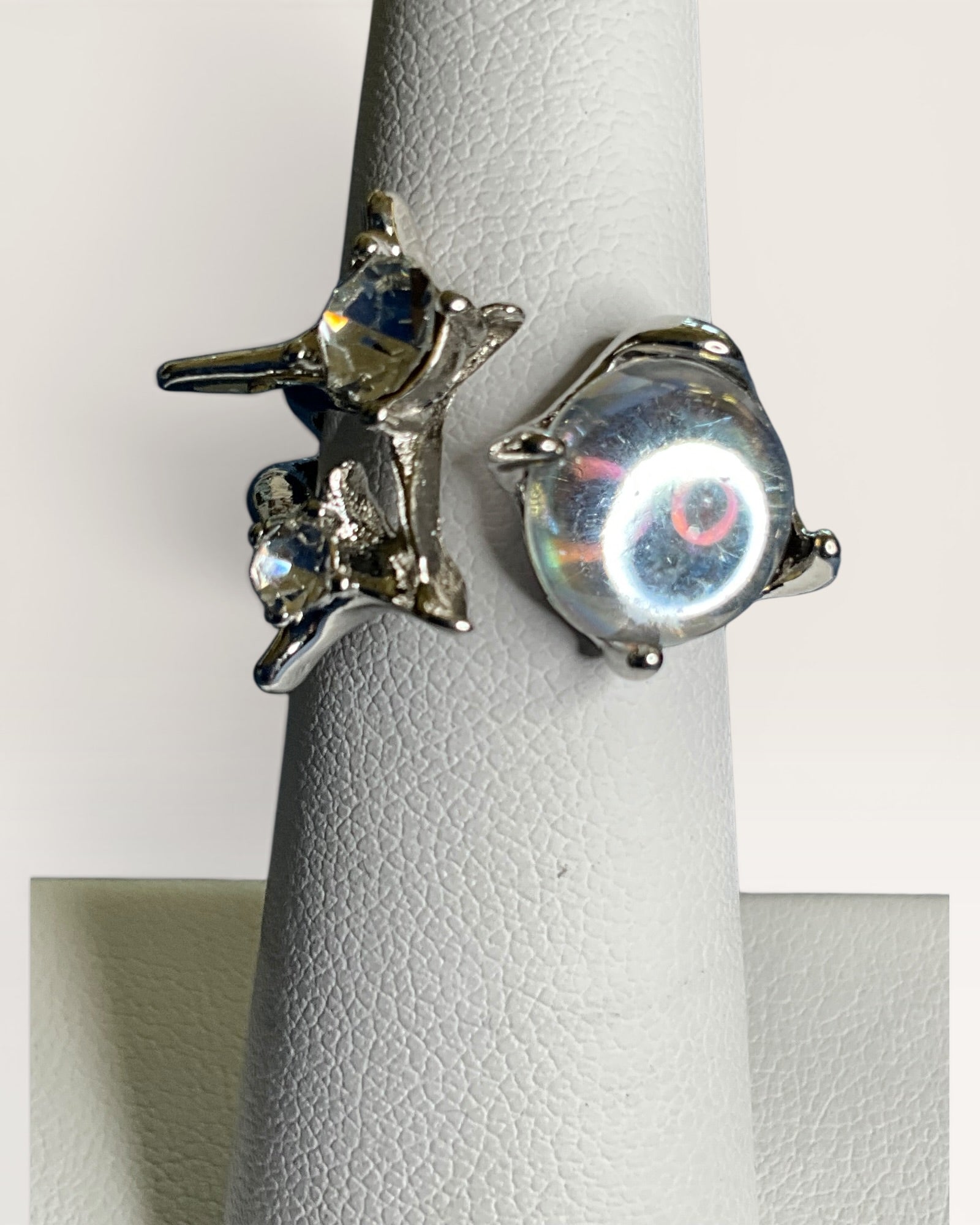 Celestial Moon & Stars | Opalite Moonstone Statement Ring - Estate Sale (Great Condition)