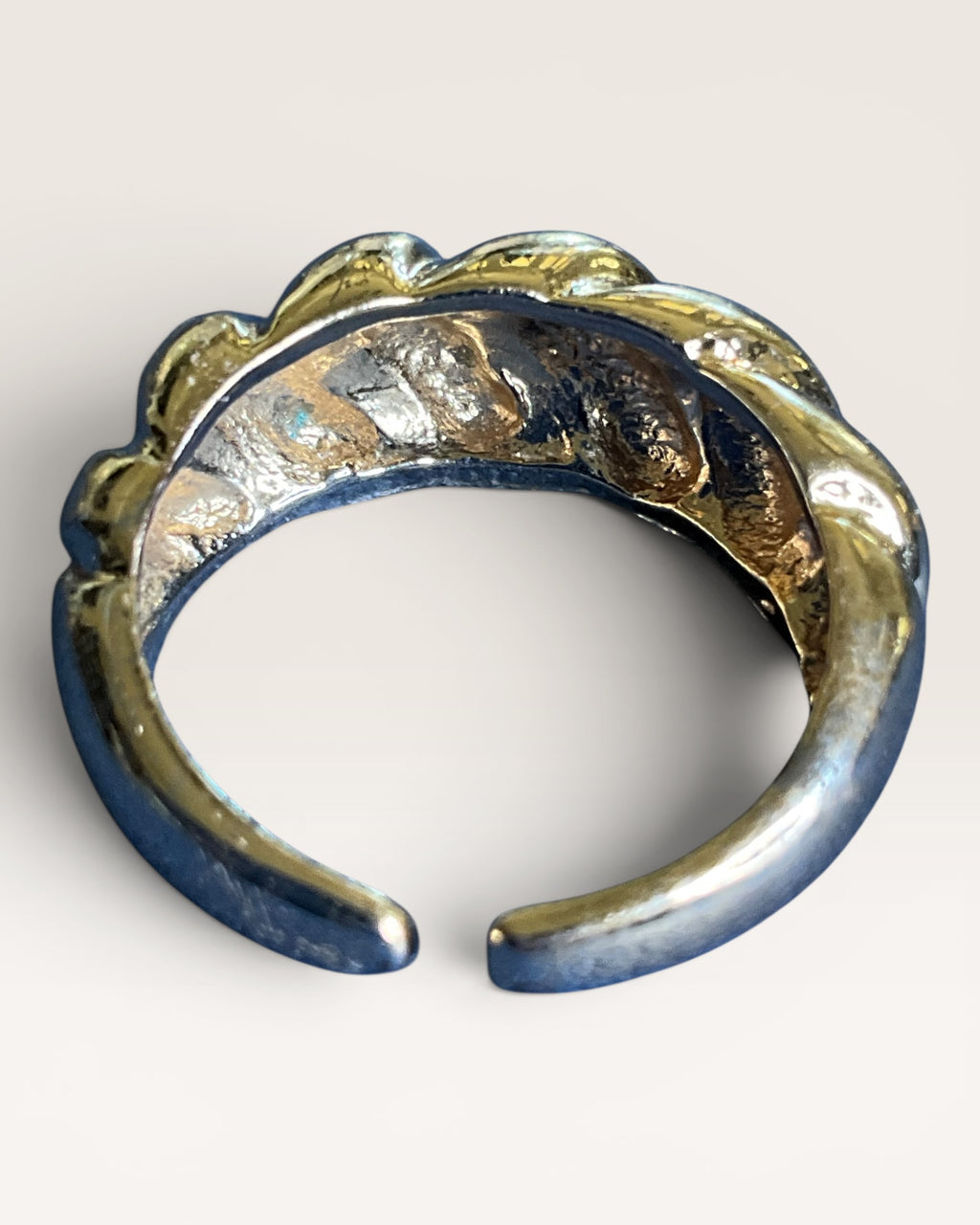 Chunky Silver-Tone Twisted Sculptural Ring - Estate Sale (Great Condition)