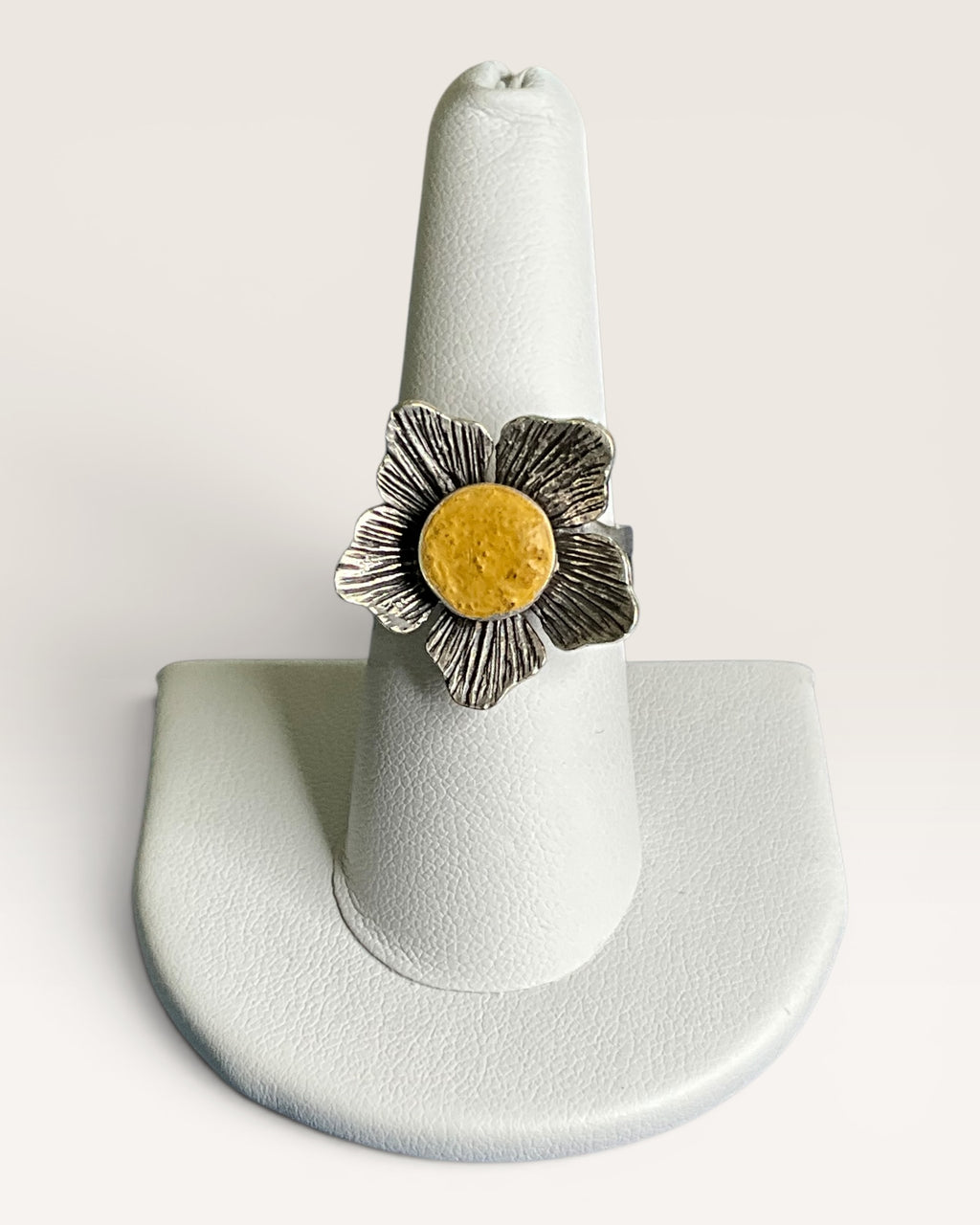 Rustic Flower Artisan Boho Statement Ring - Estate Sale (Great Condition)