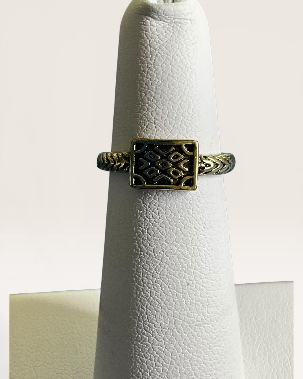Boho Geometric Mixed Metal Tribal Inspired with Twisted Band Ring - Estate Sale (Great Condition)