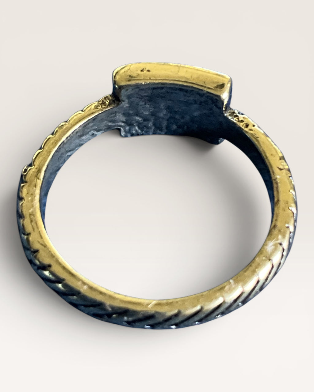 Boho Geometric Mixed Metal Tribal Inspired with Twisted Band Ring - Estate Sale (Great Condition)