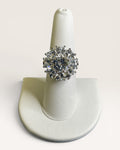Statement Halo Cluster Ring | Diamond Look Sparkling Cocktail Ring in White Tone - Estate Sale (Great Condition)