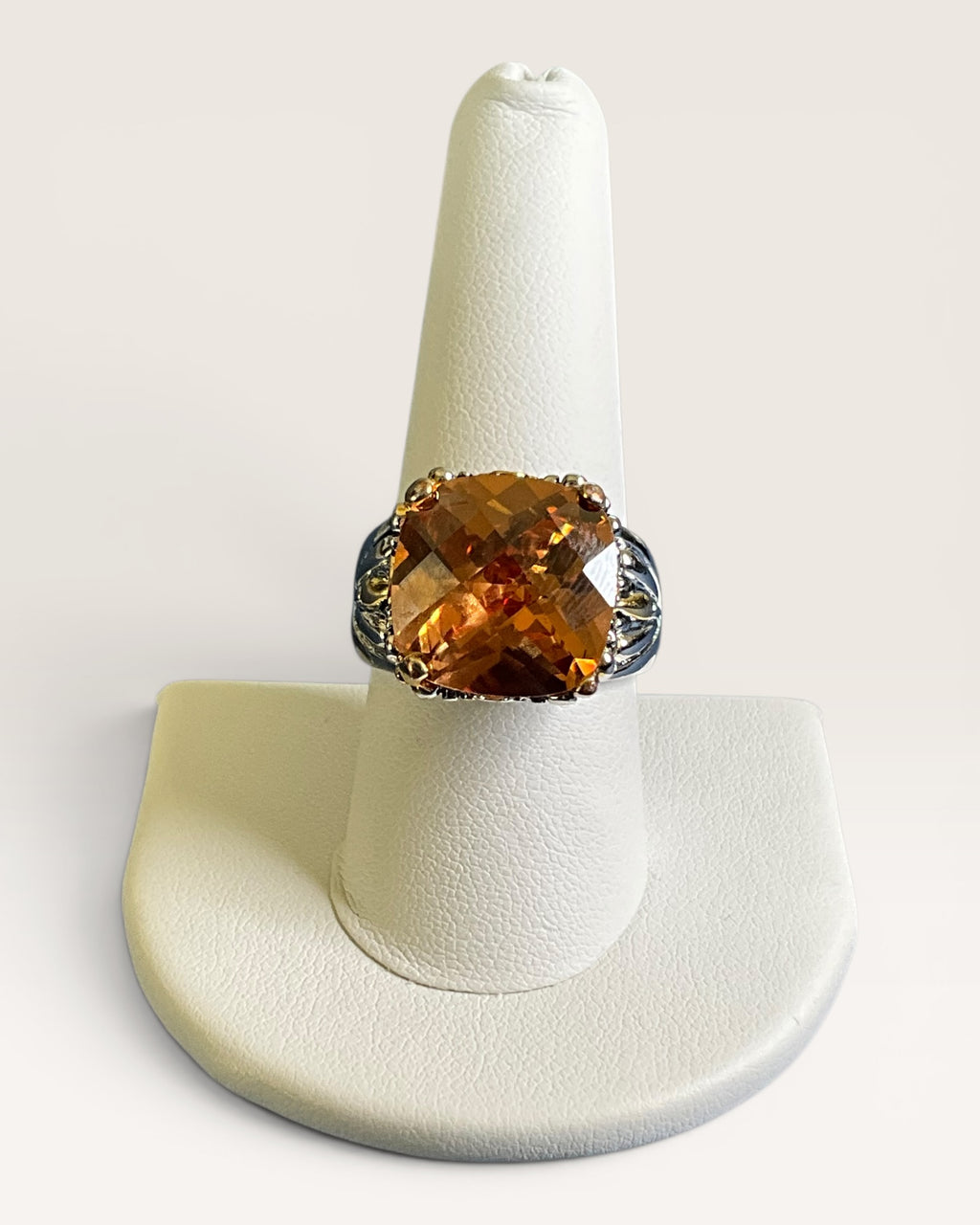 Oversized Champagne Crystal Designer Inspired Statement Ring - Estate Sale (Great Condition)