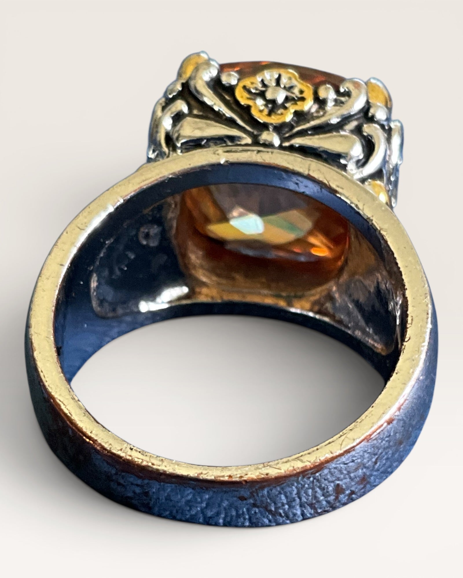 Oversized Champagne Crystal Designer Inspired Statement Ring - Estate Sale (Great Condition)