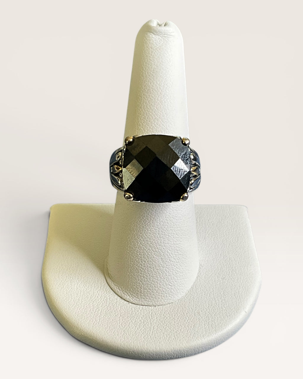 Oversized Black Onyx Look Designer Inspired Statement Ring - Estate Sale (Great Condition)