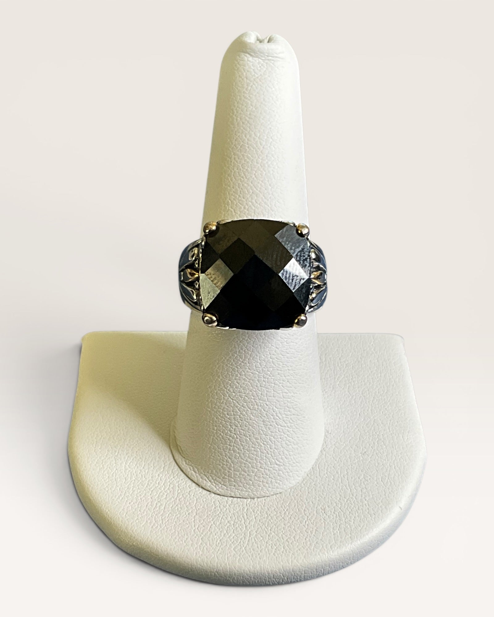 Oversized Black Onyx Look Designer Inspired Statement Ring - Estate Sale (Great Condition)