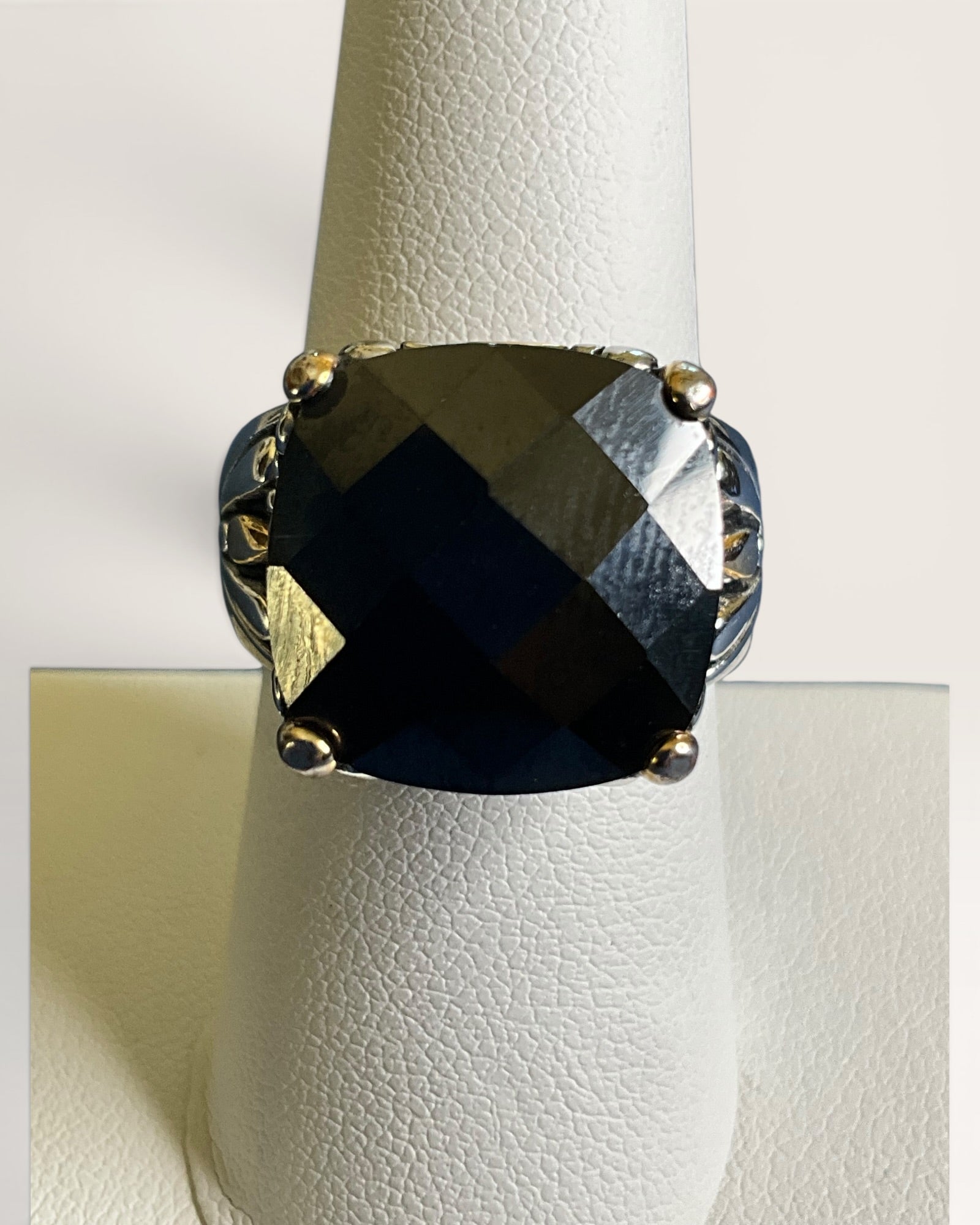 Oversized Black Onyx Look Designer Inspired Statement Ring - Estate Sale (Great Condition)