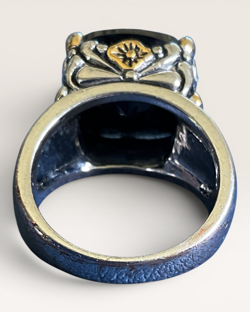 Oversized Black Onyx Look Designer Inspired Statement Ring - Estate Sale (Great Condition)