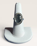 Gunmetal Resin Cabochon | Silver-Tone Oval Fashion Ring - Estate Sale (Great Condition)