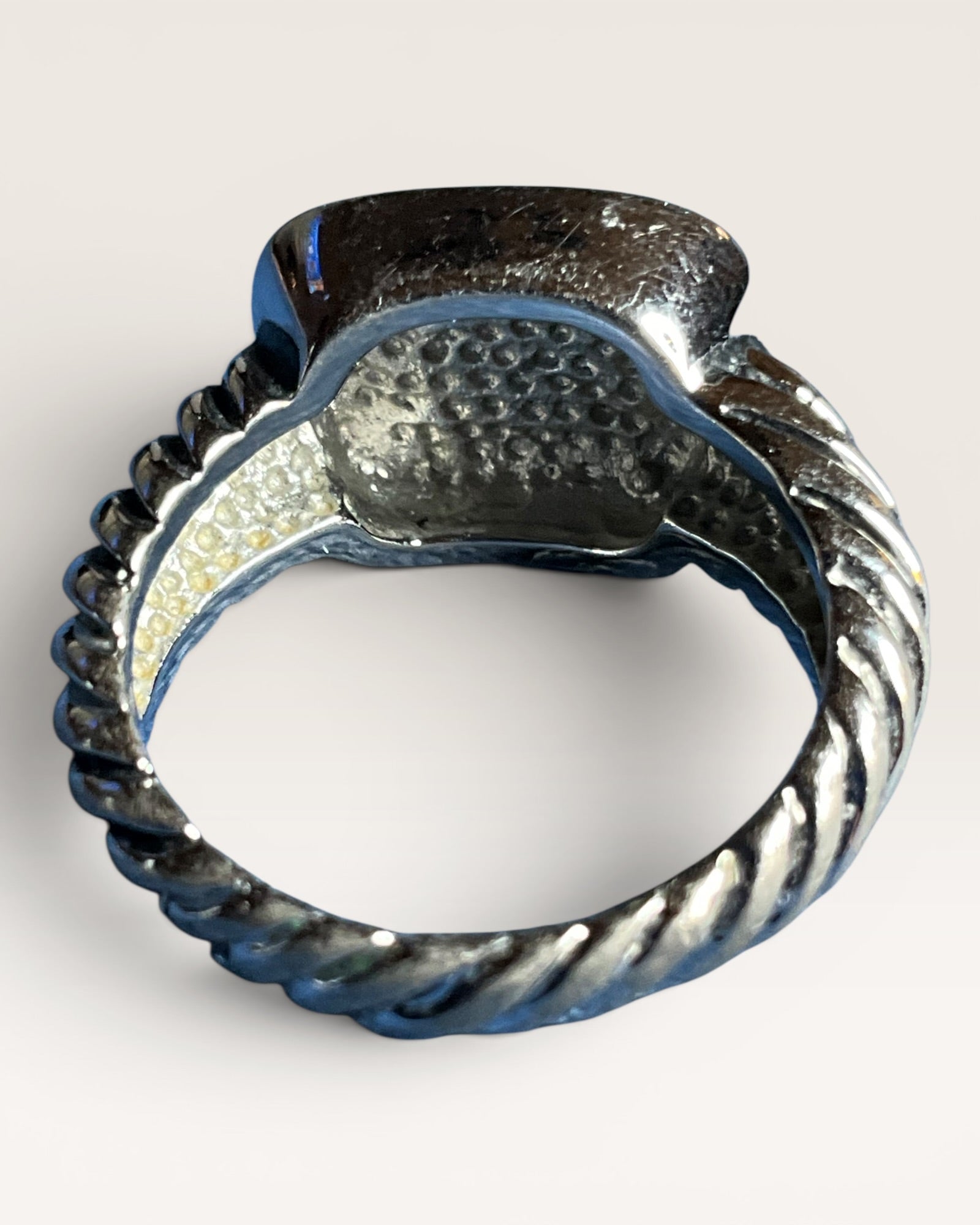 Designer Inspired Cable Ring | Pave Oval Crystal Statement Ring - Estate Sale (Great Condition)