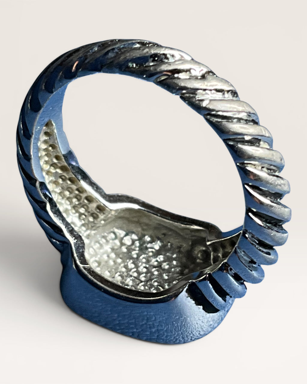 Designer Inspired Cable Ring | Pave Oval Crystal Statement Ring - Estate Sale (Great Condition)