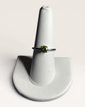 Olive Green Solitaire Minimalist Faceted Stone in Silver-Tone - Estate Sale (Great Condition)