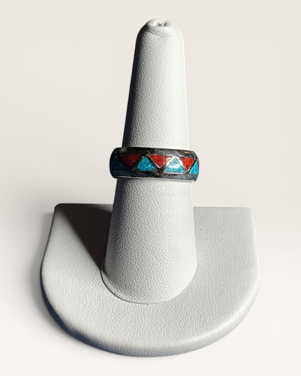 Southwestern Inspired Mosaic Inlay with Turquoise & Coral - Estate Sale (Great Condition)