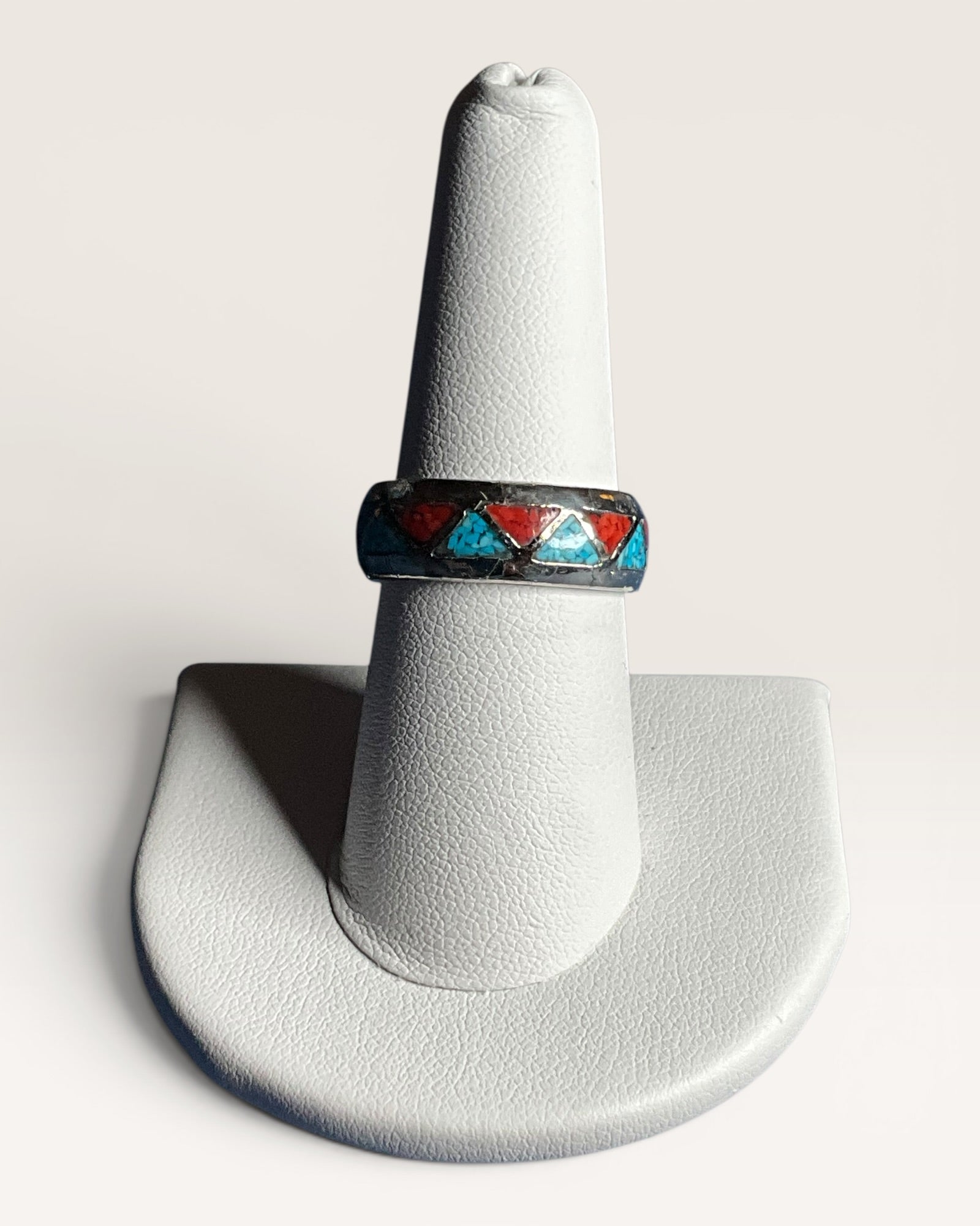 Southwestern Inspired Mosaic Inlay with Turquoise & Coral - Estate Sale (Great Condition)