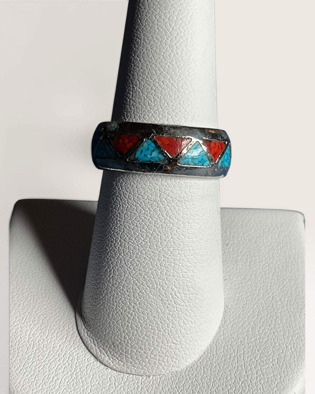 Southwestern Inspired Mosaic Inlay with Turquoise & Coral - Estate Sale (Great Condition)