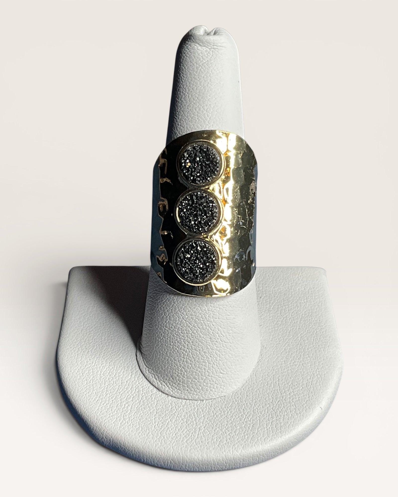 Trilogy Druzy Crystal Adjustable Ring - Estate Sale (Great Condition)