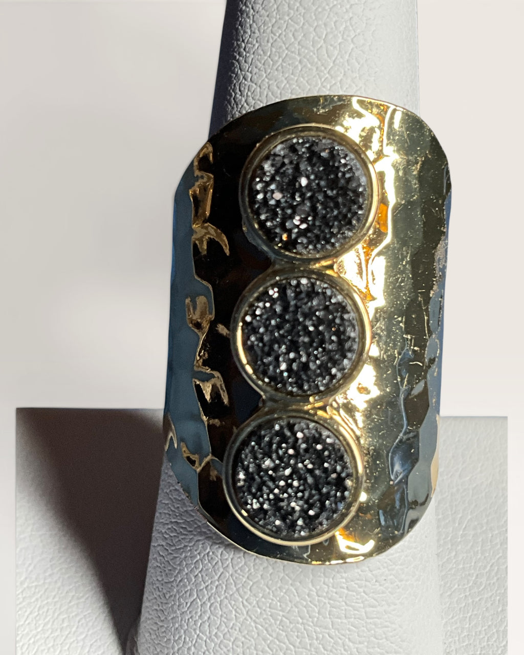 Trilogy Druzy Crystal Adjustable Ring - Estate Sale (Great Condition)