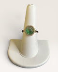 Joy Draveky Chloe with Hexagon Shaped Ombre Green (changing color) Stone Surrounded by Pave Cubic Zirconia Ring - Estate Sale (Great Condition)