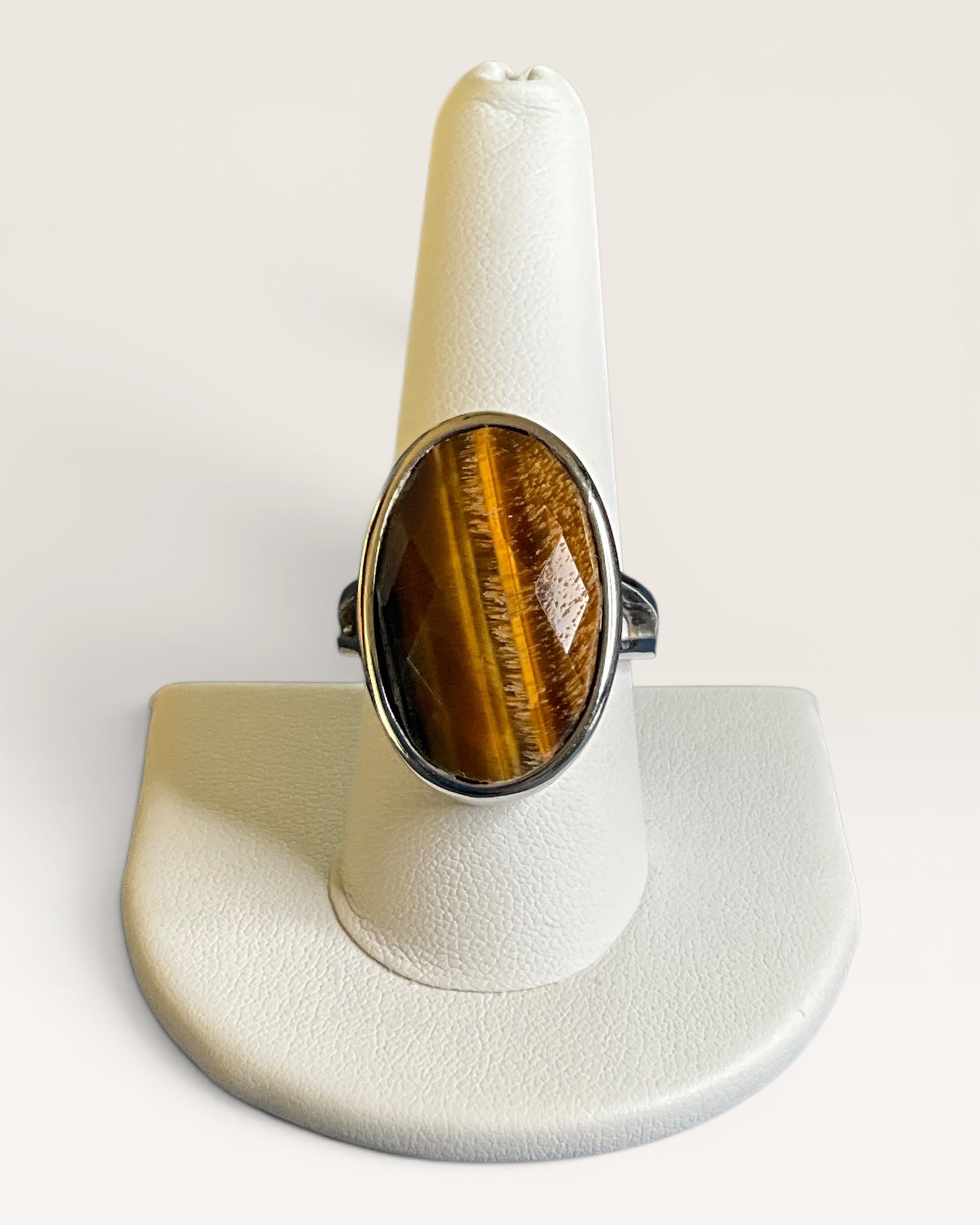Large Tiger's Eye Stainless Steel Ring (316L) - Estate Sale (Great Condition)