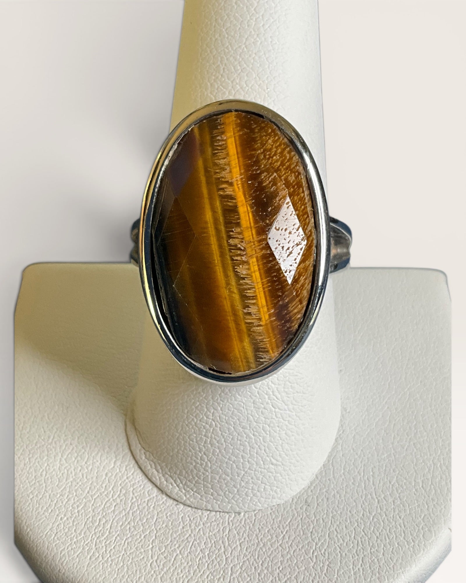 Large Tiger's Eye Stainless Steel Ring (316L) - Estate Sale (Great Condition)
