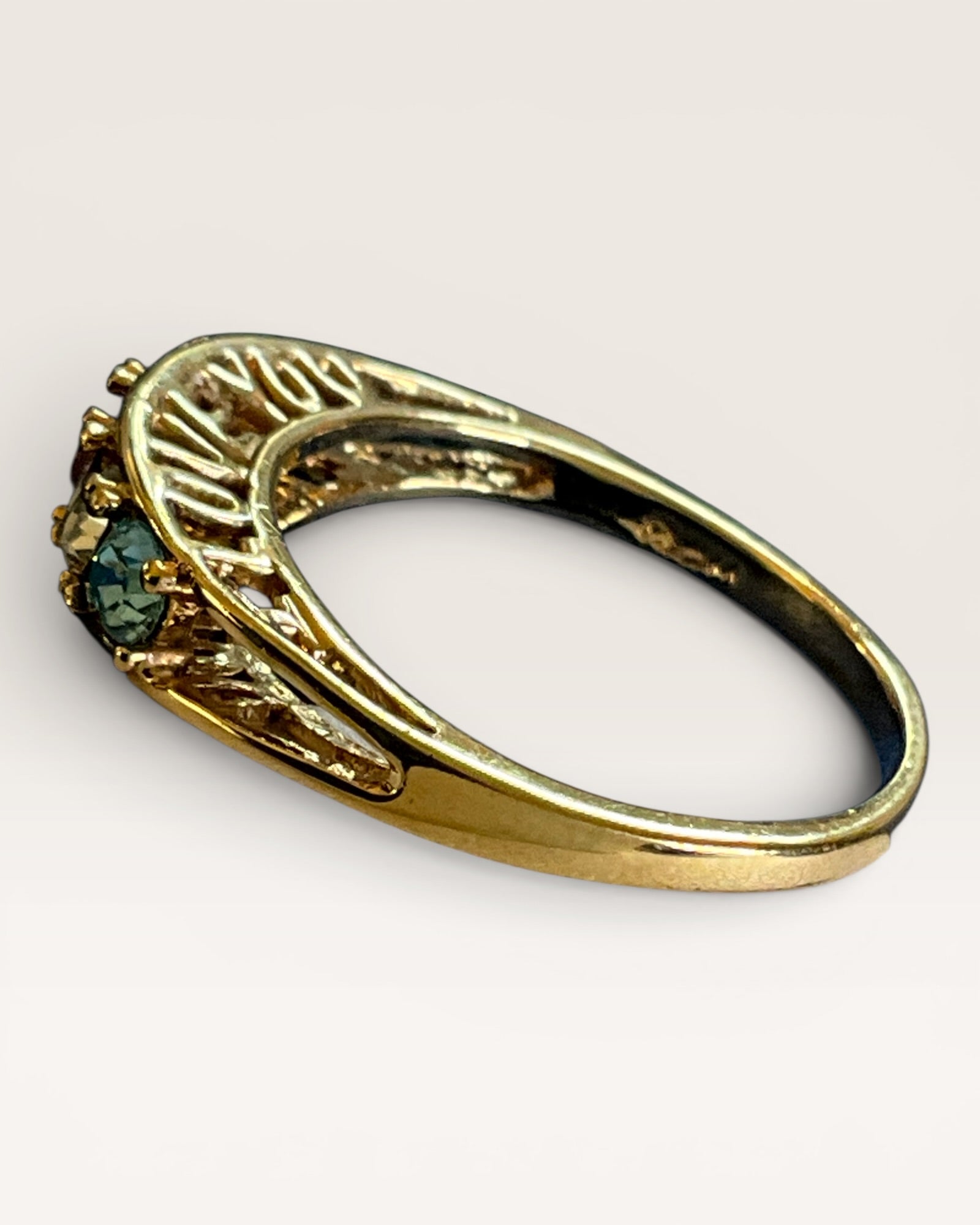 Gold Tone Mother's Birthstone Ring  - Estate Sale (Great Condition)