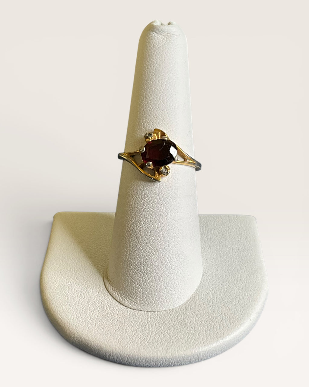Vintage Lind 24K HGE Garnet & Diamond Ring - Estate Sale (Great Condition)
