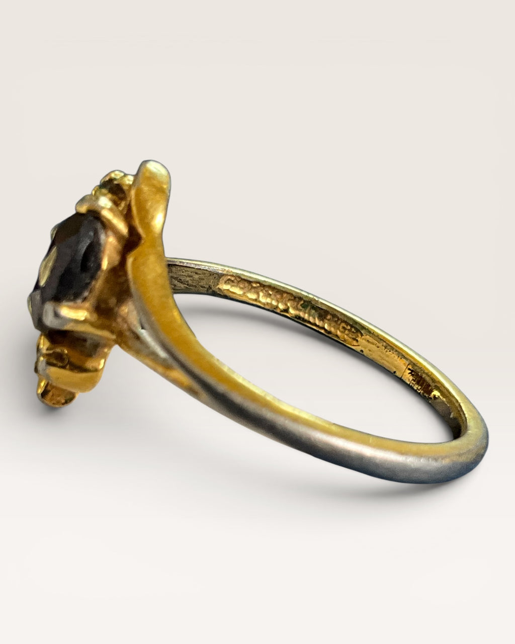 Vintage Lind 24K HGE Garnet & Diamond Ring - Estate Sale (Great Condition)