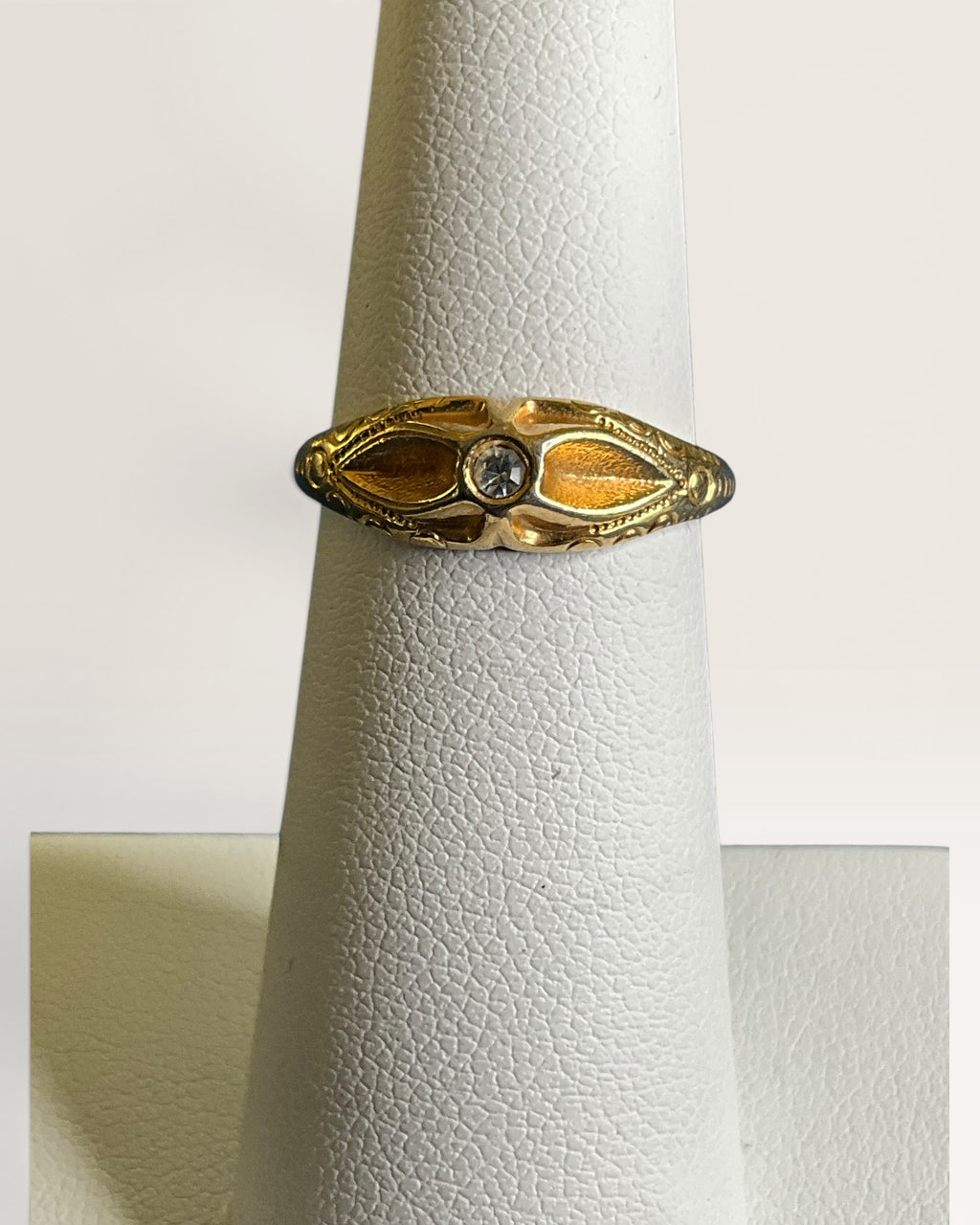 Vintage Avon Cubic Zirconia Ring on Gold Tone - Estate Sale (Great Condition)