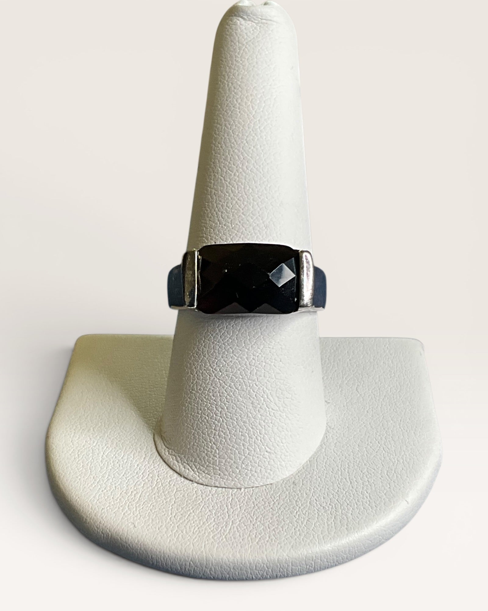 Premier Designs Smoky Quartz Vintage Style Cocktail Ring in Silver Tone - Estate Sale (Great Condition)