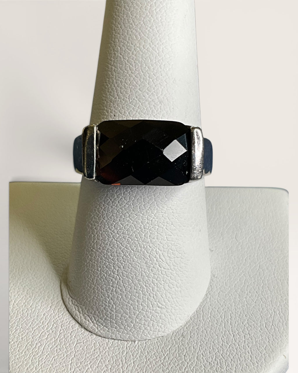 Premier Designs Smoky Quartz Vintage Style Cocktail Ring in Silver Tone - Estate Sale (Great Condition)