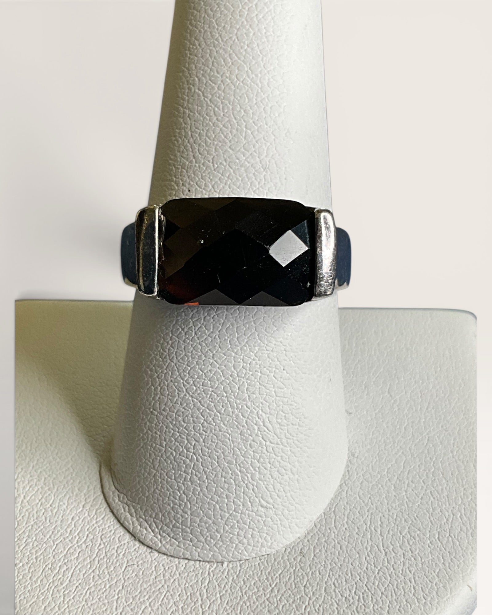 Premier Designs Smoky Quartz Vintage Style Cocktail Ring in Silver Tone - Estate Sale (Great Condition)