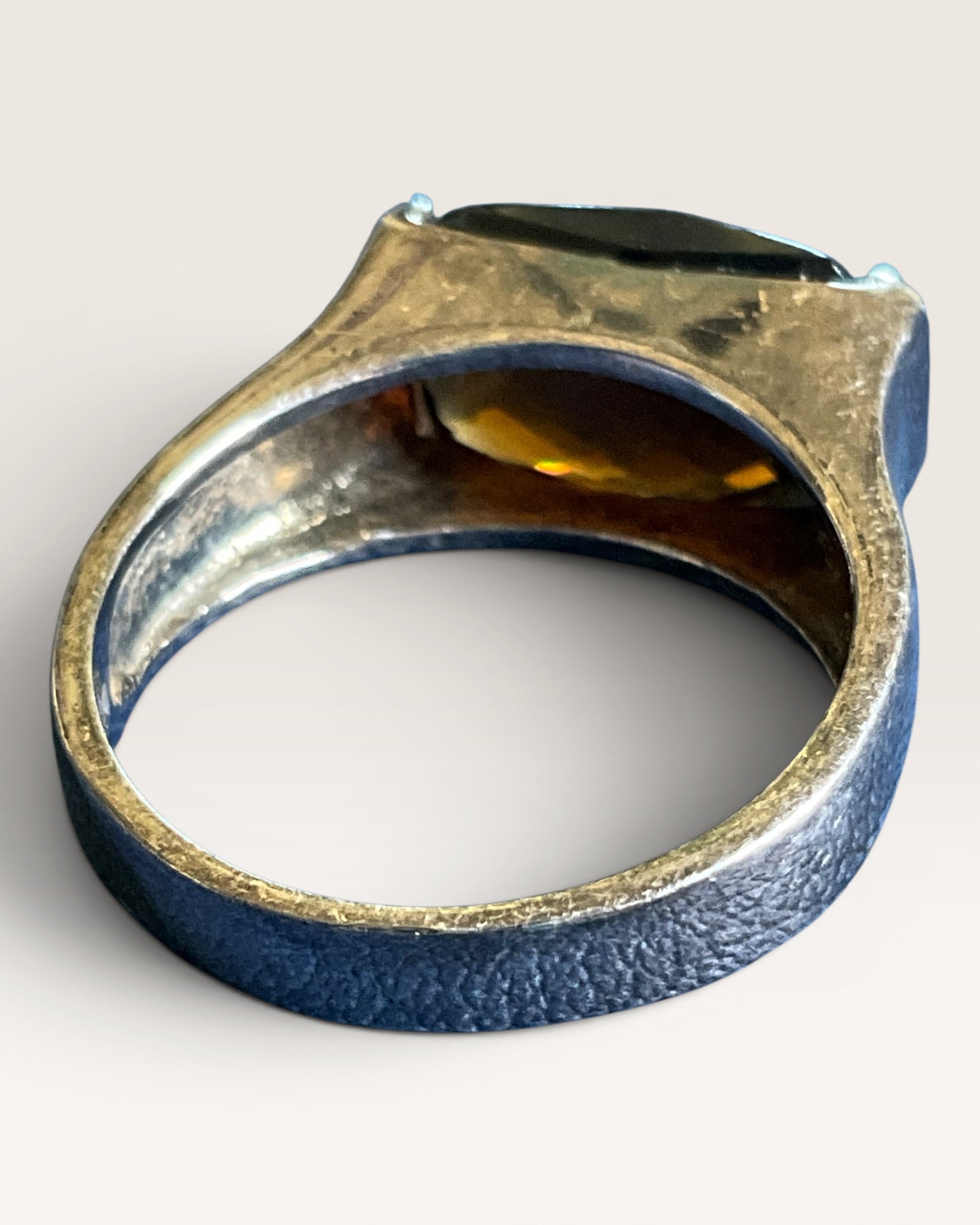 Premier Designs Smoky Quartz Vintage Style Cocktail Ring in Silver Tone - Estate Sale (Great Condition)