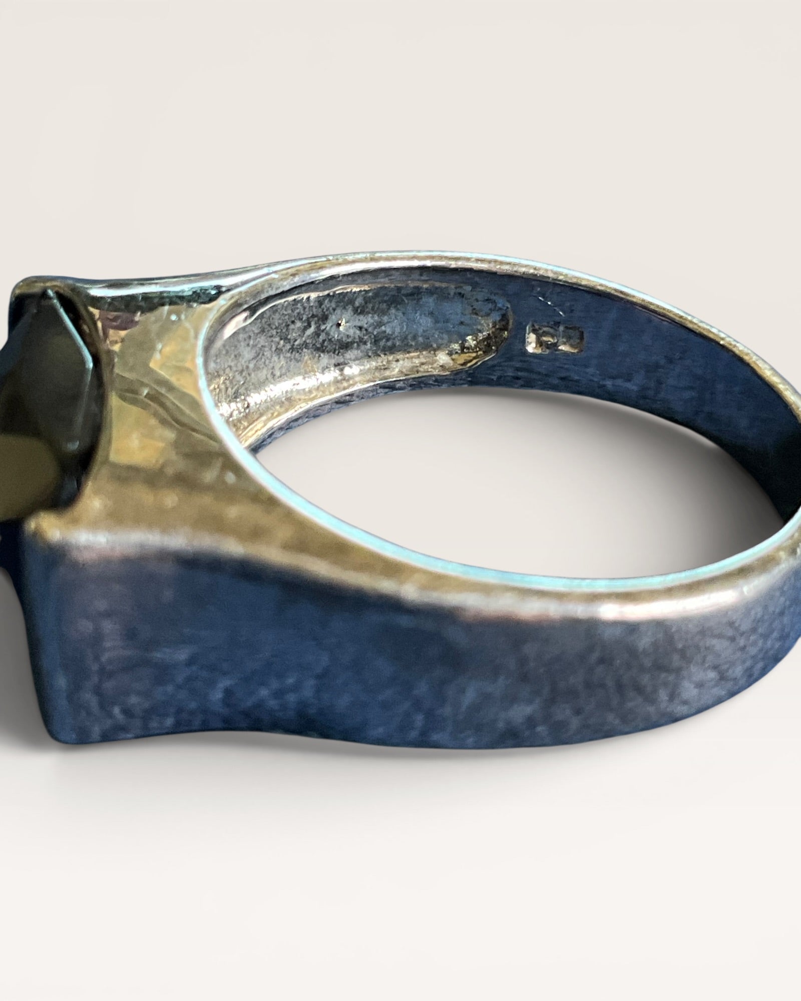 Premier Designs Smoky Quartz Vintage Style Cocktail Ring in Silver Tone - Estate Sale (Great Condition)