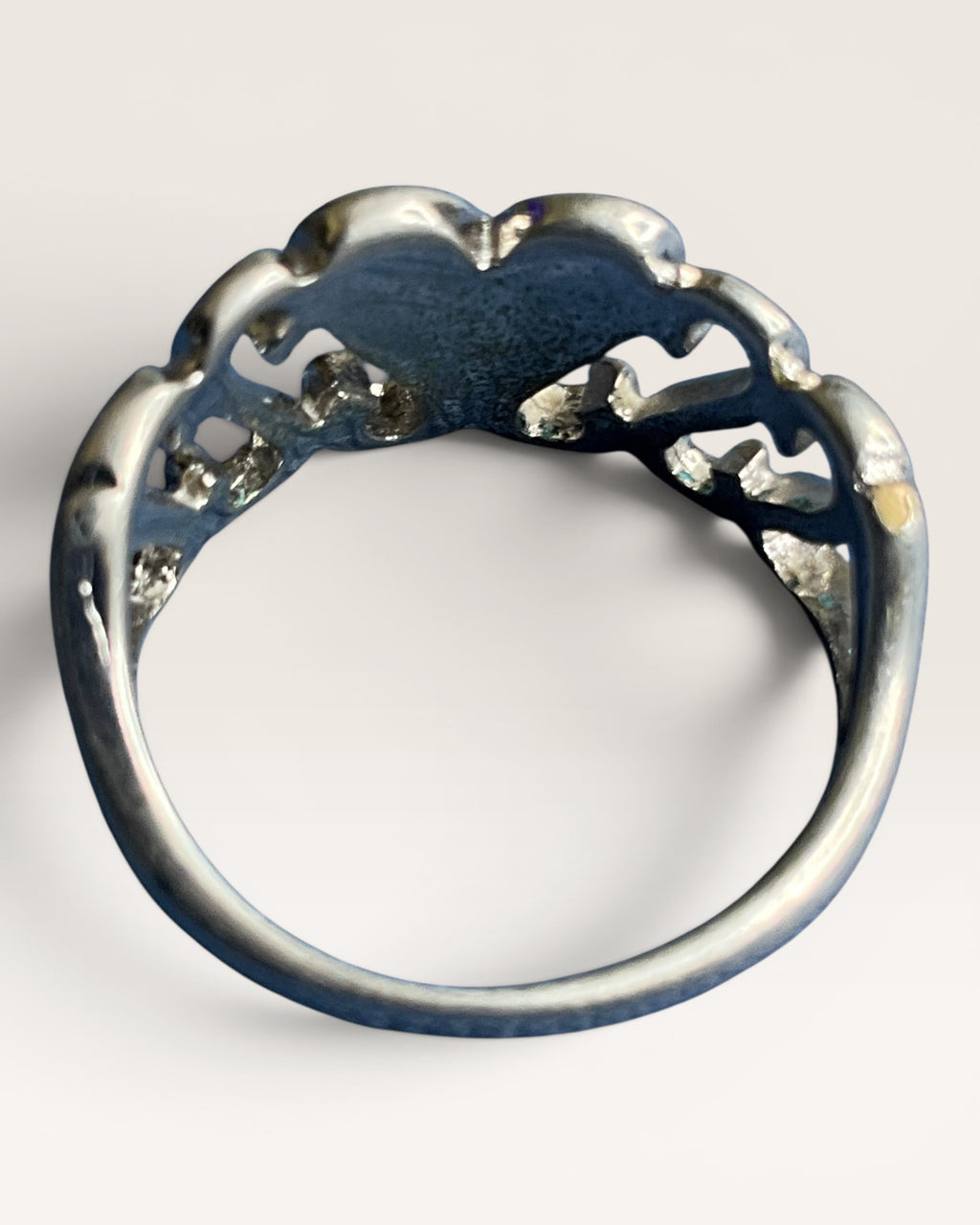 Turquoise Inlayed Sterling Silver Heart Ring Southwest Style - Estate Sale (Great Condition)