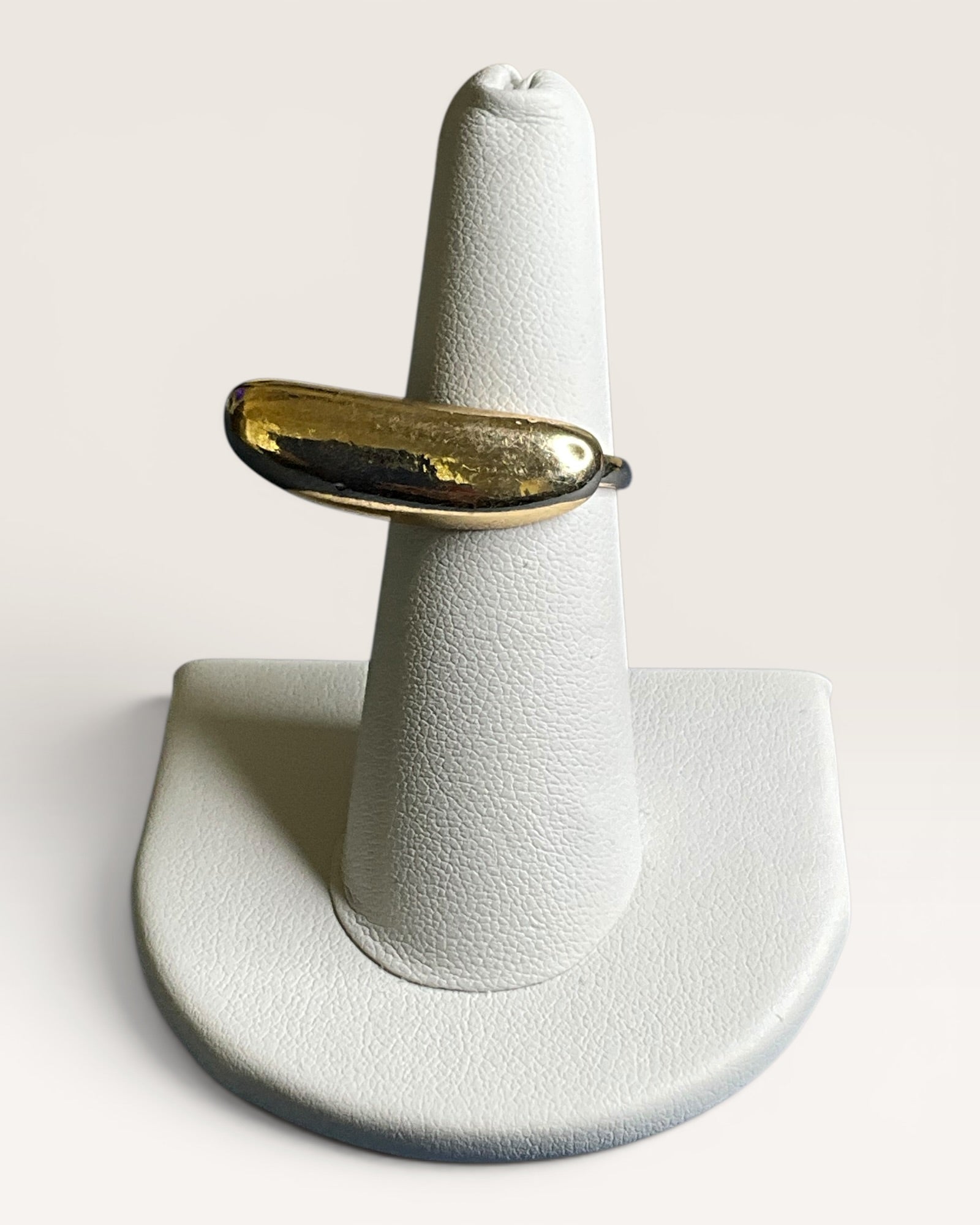 Gold Over Sterling Silver Modern Capsule Dome Statement Ring - Estate Sale (Great Condition)