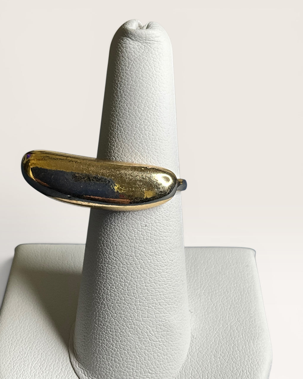 Gold Over Sterling Silver Modern Capsule Dome Statement Ring - Estate Sale (Great Condition)