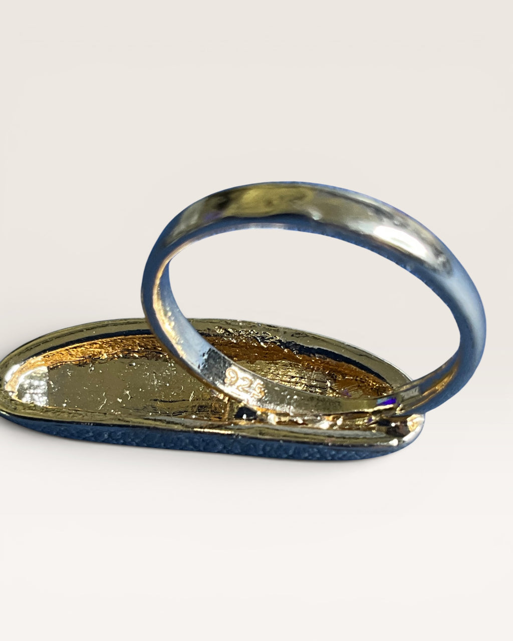 Gold Over Sterling Silver Modern Capsule Dome Statement Ring - Estate Sale (Great Condition)