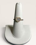 Sterling Silver Mother of Pearl with Halo Heart Ring - Estate Sale (Great Condition)