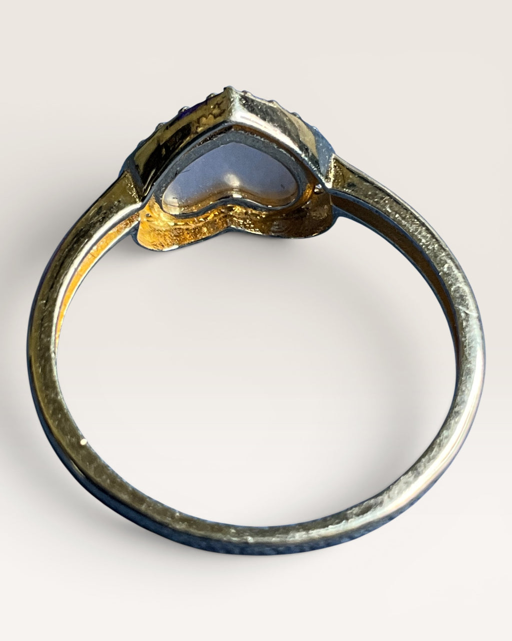 Sterling Silver Mother of Pearl with Halo Heart Ring - Estate Sale (Great Condition)